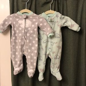 Two Carters Fleece Pajamas Footies Newborn Baby